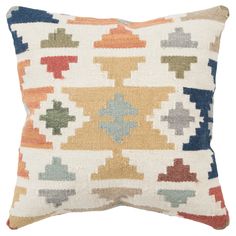 a multicolored pillow on a white background