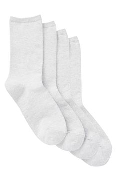 Luxe comfort is yours in this set of cotton-blend socks designed to feel good all day long. Cotton/polyester/elastane Machine wash, tumble dry Imported Women's Clothing White Comfortable Non-slip Socks, White Cotton No-show Socks, White Non-slip Comfortable Socks, White Stretch Non-slip Socks, White Non-slip Fun Socks, Tights Socks, Boy Accessories, Mini Boden, Buy Buy Baby