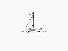 a drawing of a sailboat in the water with a flag on it's mast