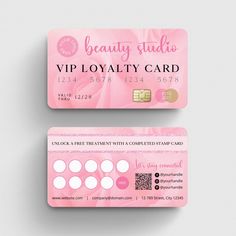 a pink card with the words beauty studio on it