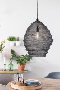 Black Iron Mesh Pendant Lamp L | DF Lena | DutchFurniture.com Dutch Furniture, Livingstone, Interior Concept, Pretty Decor, Furniture Finishes, Geometric Pendant, Black Iron, White Label, Cool Lighting