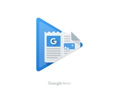 the google news logo with an arrow pointing to it's left side, and another icon in the background