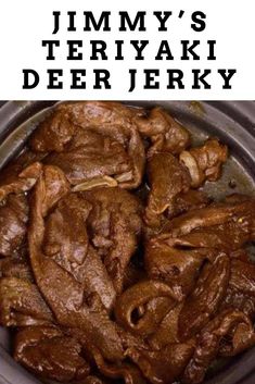 Teriyaki Deer Jerky sliced and marinating in a bowl. Deer Jerkey, Smoked Jerky Recipes, Jerky Seasoning Recipe, Venison Recipes Crockpot