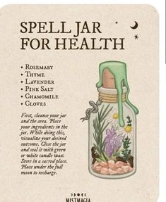 Spell Jars For Health, Teeth In Witchcraft, Wellness Spell Jar, Spells For Good Health, Hex Jar Spell Ingredients, Healing Jar Spell, Spell For Good Health, Healing Spell Jar For Others, Communication Spell Jar