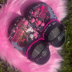 Custom Crocs Preschool Size 2 Brand New Bedazzled Crocs Shoes Black, Sugar Skull Crocs, Customized Crocs Shoes, Barbie Crocs, Croc Designs, Crocs With Fur, Crocs Custom, Bedazzled Crocs, Croc Ideas