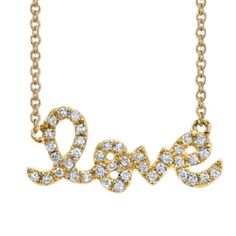 Pls Message Me Before Buying! Small 14k Gold & Pav Diamond Love Necklace Spelled Out In Our Signature Se Hand-Drawn Script. Adjustable Chain Is 18" Long And Can Be Worn At 16" Or 18" Length. "Love" Measures Approximately 1/4" X 2/3". Diomand Necklace, Love Necklace, Pave Diamonds, Womens Jewelry Necklace, Hand Drawn, How To Draw Hands, Jewelry Necklaces, Women Jewelry, Chain