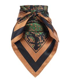 a black and gold neck tie with an animal design on the front, tied in a knot