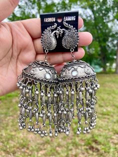 Jhumka Indian earring oxidized Traditional Jhumka, Desi Jewellery, Beautiful Profile Pictures, Paper Bead Jewelry, Pretty Jewelry Necklaces, Fancy Jewellery Designs