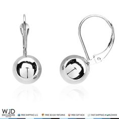 Brand: WJD Exclusives Metal: White Gold Base Metal: White Gold, 14k Misc Style: Ball Metal Purity: 14K Fastening: Leverback Crafted in: Italy Product Category: Earrings Body Area: Ear Occasion: Any Size: one size.  Color: Metal Type.  Gender: unisex.  Age Group: adult.  Pattern: solid. Base Metal, Types Of Metal, Jewelry Watches, Age Group, Mens Jewelry, White Gold, Italy, Gold, Pattern