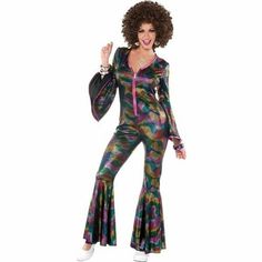 Pant Suits For Women Party, Disco Costume For Women, 70s Dress Up, Disco Fancy Dress, 70s Fancy Dress, Party City Costumes, Disco Jumpsuit, Disco Diva