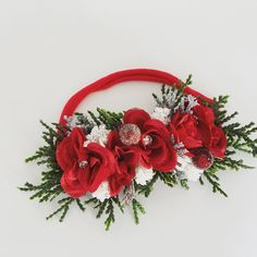 Christmas Baby Headband, Red flower Headband, Christmas newborn Headband, Newborn Photo prop Red Flower Headband, Christmas Headband Baby, Christmas Newborn, Headband Christmas, Newborn Bonnet, Bunny Ears Headband, Pink Newborn, Newborn Christmas, Unicorn Headband