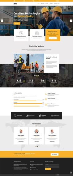 the website design for an industrial company