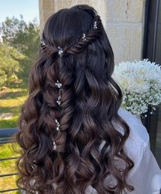 Formal Hairstyles For Long Hair, Hairstyles Hoco, Hoco Hair Ideas Medium, Long Hair Wedding Styles, Hair Up Styles, Hoco Hair Ideas, Hairdo For Long Hair, Long Wavy Hair