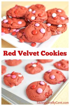 red velvet cookies with pink and white sprinkles