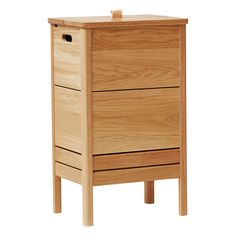 a wooden cabinet with two drawers on one side and an open drawer on the other