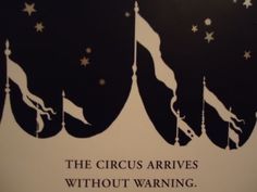 the circus arrives without warning sign in front of an image of a castle with stars