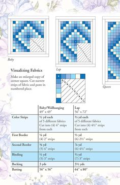 the instructions for how to make an easy cross stitch quilt with flowers and blue squares