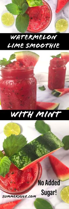 watermelon lime smoothie with mint