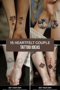 Couples Forearm Tattoos, Unique Family Tattoos For Men, Male And Female Matching Tattoos, Couples Tree Tattoo, Couples Tattoo Designs Meaningful, Complimentary Tattoos Couples, Connection Tattoo Ideas, Connection Tattoo Symbols, Couples Tattoos Meaningful