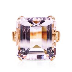 Vintage 17ct pale pink morganite ring, 14ct rose gold