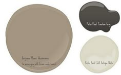 three different shades of paint for the walls and ceiling, one is light brown with white trim