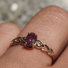 Reposhing This Item I Purchased From @Catherine01666. Loved It, But Ready To Rotate For Something New. Beautiful 10k Yellow Gold Dainty Ring With Purple Amethyst Center Gemstone With Two Shiny Genuine Diamonds And Heart Embroidery Style! This Beauty Is Size 6.5. See Pictures How You Can Stack Ring With Wedding Band And Other Rings. Perfect Stackable Ring!! Includes Gift Box And Jewelry Pouch. Beautiful Gift For A Loved One Or Self !! Too Cute To Be Stuck In My Jewelry Box! Other Listings And Tags: 14k 10k Gold 925 Stamped Sterling Silver Micro Paved Diamond Ctw Classical Classy Minimalist Gemstones Ring Questions? Leave A Comment Below! Ring With Wedding Band, Gold Dainty Ring, Classy Minimalist, Amethyst Engagement Ring, Heart Embroidery, Stack Ring, Stackable Ring, Dainty Ring, Real Diamonds