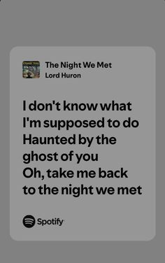 the night we met lord huron quote on grey background with black and white text