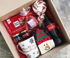 a box filled with assorted christmas items