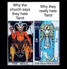 two tarot cards, one with the devil and another with the devil on it