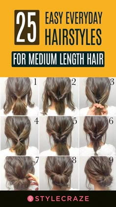 Hairstyles For Medium Length Hair Tutorial, Hairstyles Simple, Long Hair Ideas, Easy Everyday Hairstyles, Hairstyles Cute, Hair Tutorials Easy, School Hairstyles, Hairstyles For Medium Length Hair