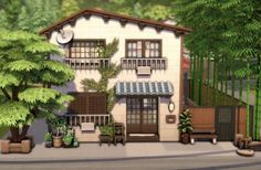 Sims 4 Japandi House, Sims 4 Retirement Home, Dorm Building Exterior, Japanese Suburban House, Sims 4 Mt Komorebi House, Sims 4 Mt Komorebi Builds, Sims 4 Japanese Apartment, Sims 4 Neighborhood