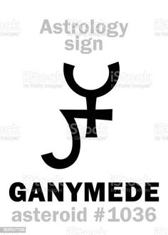 an astrological sign with the word ganymede in black and white stock photo