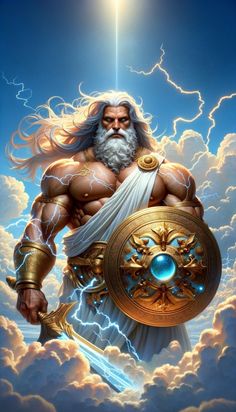 Zeus Vs Thor, Zeus Art Greek Mythology, Greek Gods Zeus, Zeus Wallpaper, Zeus God Of Thunder, Zeus Greek God, Zeus Art, Art Greek Mythology, Zeus God