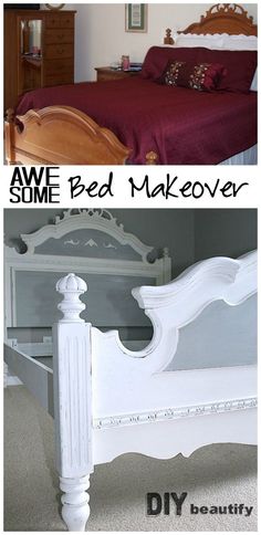 the before and after pictures of a white bed