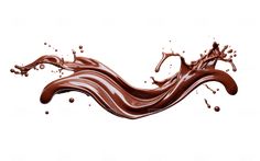 chocolate splashing into the air on white background