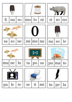 an image of spanish words and pictures with animals, birds, and other things in them