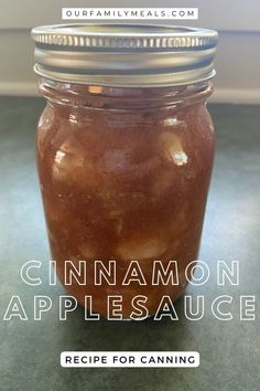 a mason jar filled with cinnamon applesauce