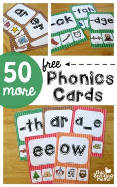 the 50 free phonics cards are shown