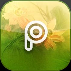 an app icon with flowers and grass in the background