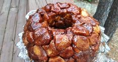 a bundt cake sitting on top of a wooden table