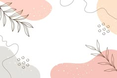 an abstract background with leaves and bubbles in pink, beige and grey colors on a white background