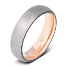 an men's wedding band with rose gold inlay