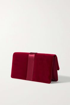 Burgundy Capri crystal-embellished satin-trimmed velvet clutch | MANOLO BLAHNIK | NET-A-PORTER Manolo Blahnik Clutch, Chanel Clutch, Embellished Clutch, Velvet Clutch, Suede Clutch, Velvet Trim, Types Of Bag, Burgundy Color, Leather Clutch