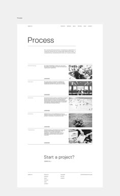 an image of a website page with the words process in black and white on it