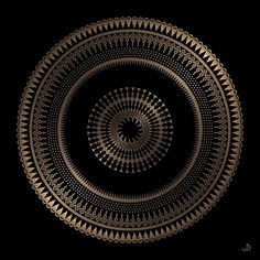 an abstract circular design in gold and black