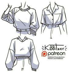 the front and back view of a women's blouse sewing pattern, with an attached collar