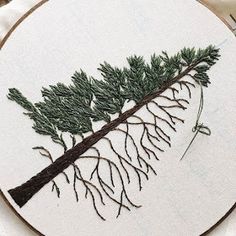 a white plate topped with a drawing of a pine tree