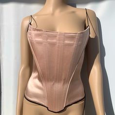 Vintage 90s Y2k Designer Juan Carlos Pinera Pink Satin Elizabethan Corset Size M Good Preowned Condition With Flaws Some Stretching At The Side Barely Visible Surface Abrasion Here And There A Couple Small Residue Spots On The Front Please Be Aware There Is No Hook And Eye At The Top Inside Of The Zipper And One May Need To Be Sewn In Please Be Aware That This Has A Couple Extraneous Strings Attached, Presumably To Be Able To Tie Around The Corset In Creative Ways. They Can Easily Be Removed By Elizabethan Corset, Vintage Designer, Pink Satin, Stretching, Vintage Designs, Vintage 90s, Black Pink, Womens Tops, Ships