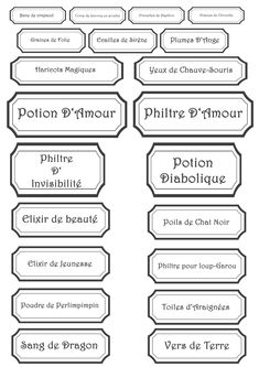 the different types of french labels are shown in black and white, as well as an image