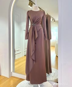 Bridesmaid Dresses Hijab Satin, Dress Kondangan Hijab, Long Sleeve Elegant Dresses, Elegant Silk Dresses, Elegant Casual Dress